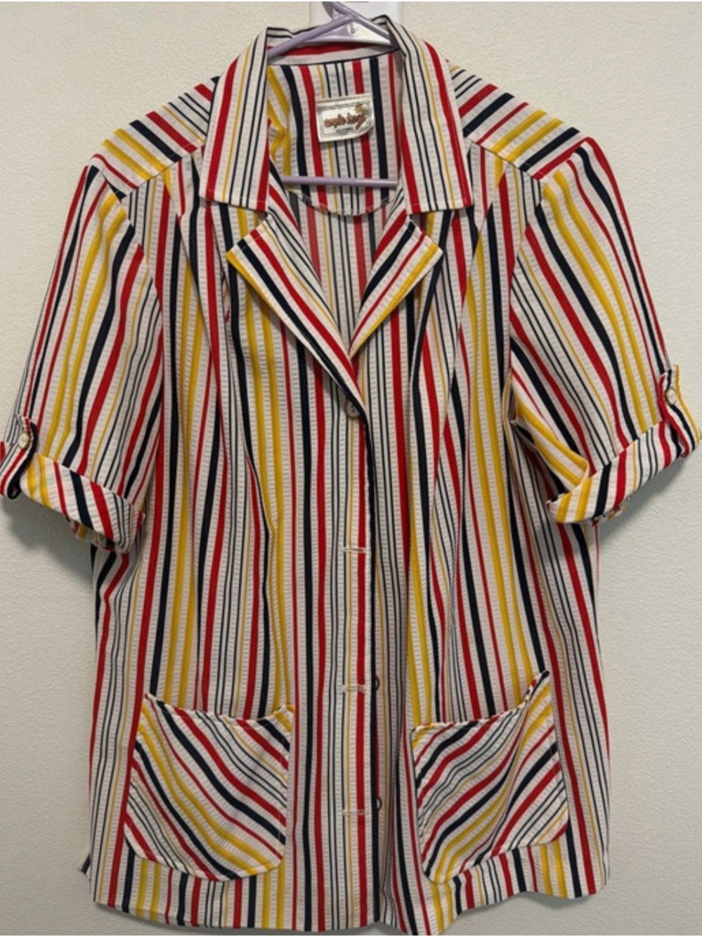 Simple Multicolor Vertical Stripe Button-Down Shirt